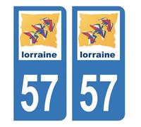Autocollant Stickers plaque immatriculation voiture auto Département 57 Moselle Logo Ancienne Région Lorraine