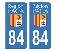 Autocollant Stickers plaque immatriculation voiture auto département 84 Vaucluse Ancien Logo Région PACA