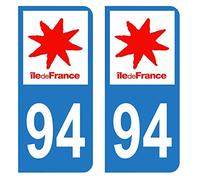 Autocollant Stickers plaque immatriculation voiture auto département 94 Val-de-Marne Logo Région Ile-de-France