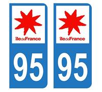 Autocollant Stickers plaque immatriculation voiture auto département 95 Val-D'Oise Logo Région Ile-de-France