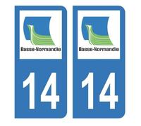 Autocollant Stickers plaque immatriculation voiture Département 14 Calvados Logo Ancienne Région Basse Normandie