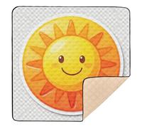 Autocollant Sunshine : tapis d'éveil pliable orange - jaune mignon pour l'intérieur et l'extérieur, tapis d'éveil portable pour bébés, enfants, tout-petits, nourrissons, 127 x 127 cm