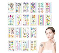 Autocollant temporaire pour , autocollants lumineux pour | 20 feuilles d'autocollants faciaux de maquillage d'Halloween - Autocollants de fleurs fluorescents, autocollants de bras