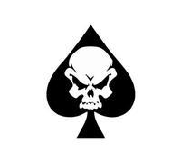 Autocollant tête de mort as de pique 8-8 sticker - Taille : 12 cm