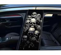 Autocollant Tête de Mort Voiture Centre Colonne Autocollant Haute Définition Personnalisé Créatif B Colonne Film de Protection Halloween Autocollants Décoratifs (s9,48 x 25 cm)