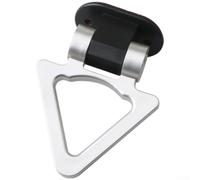 Autocollant triangulaire en ABS pour crochet de remorquage conçu pour la décoration extérieure du véhicule, style course, matériau plaqué chrome (argent)