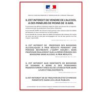 Autocollant vinyl - ALCOOL - PROTECTION DES MINEURS ET RÉPRESSION DE L'IVRESSE - Consommation sur place - 21 x 29,7 cm - UTTSCHEID