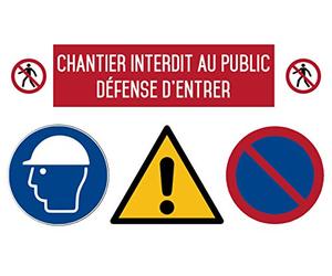 Autocollant vinyl - Chantier interdit au public défense d'entrer - H.297 x L.420 mm