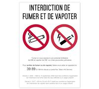 Autocollant vinyl - Interdiction interdit de fumer et vapoter - L.148 x H.210 mm - UTTSCHEID - 1