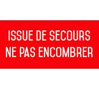 Autocollant vinyl - Issue de secours ne pas encombrer - L.200 x H.100 mm