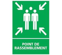 Autocollant vinyl - Panneau point de rassemblement - évacuation - L.210 x H.150 mm