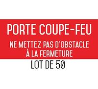 Autocollant vinyl - Porte coupe-feu ne mettez pas d'obstacle à la fermeture - L.200 x H.100 mm - 50