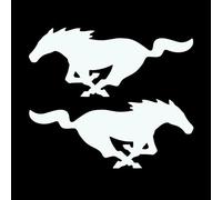 Autocollant vinyle 2x Mustang cheval (1 droite & 1 gauche) 22x8.8cm, stickers noir/argent, style auto, rétroviseur vitre bouchon réservoir