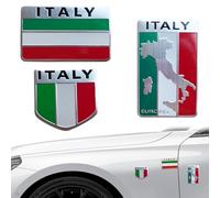 Autocollant Voiture,3 articles, Blason Pare Brise Auto, Stickers National Drapeaux, Autocollant Bouclier d'Italie, accessoires de décoration voiture, für Voiture Auto Moto, Multicolore