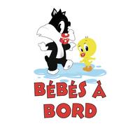 Autocollant voiture bébé à bord, duo dessin animé,vinyle qualité, bébés à bord, fratrie a bord, 100% Made in France