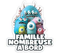 Autocollant voiture famille nombreuse a bord 14x15cm vinyle haute qualité, bébé à bord, autocollant voiture, fun et moderne, 100% français