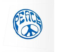 Autocollant Voiture - Hippie Peace - 88x90mm - Bleu - Sticker pour Voiture Tuning - Résistant aux intempéries - Vinyle Durable - Facile à Coller - Accessoire déco Original