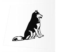 Autocollant Voiture - Husky sibérien - 96x89mm - Noir - Sticker pour Voiture Tuning - Résistant aux intempéries - Vinyle Durable - Facile à Coller - Accessoire déco Original