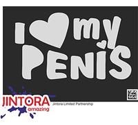 Autocollant Voiture - J'aime Mon pénis - 171x99 mm - Argent - Sticker pour Voiture Tuning - Résistant aux intempéries - Vinyle Durable - Facile à Coller - Accessoire déco Original