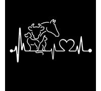 Autocollant Voiture Vinyle 20cm x 10,6cm Thème Animal Rythme Cardiaque Ligne de Vie Chien Chat Cheval Vache pour Moto, Vélo, Ordinateur Portable, Réfrigérateur, Casque, Décoratif
