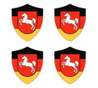 Autocollants : 100 mm, 4 pièces - Drapeau de l'Allemagne - Basse-Saxe - DE-NI - pour voiture, ordinateur portable, valise et plus encore