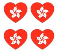 Autocollants : 100 mm 4 pièces - Lot de 4 autocollants en forme de cœur 100 mm 10 cm Vinyle Rouge Fleur de Bauhinien Drapeau de Hong Kong
