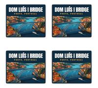 Autocollants : 100 mm, lot de 4 autocollants Dom Luís I Bridge Porto Portugal grand format