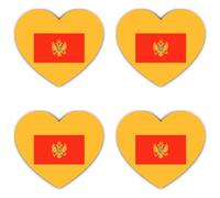 Autocollants : 100 mm, lot de 4 autocollants - Drapeau du Monténégro en forme de cœur en vinyle 100 mm/10 cm 4 pièces résistant aux intempéries pour l'extérieur