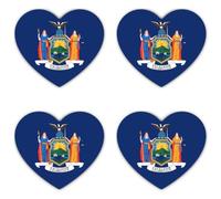 Autocollants : 100 mm - Lot de 4 autocollants en forme de cœur - Drapeau de l'État de New York - 100 mm - Vinyle - Résistant aux intempéries - Pour l'extérieur