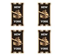 Autocollants : 100 mm - Lot de 4 autocollants en vinyle - Motif New York Brooklyn Bridge - Imperméable - 100 mm - 10 cm - 4 pièces - Rétro