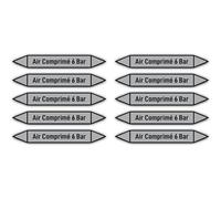 Autocollants : 100x15 mm, 10 pièces - Groupe 3 - Air - Marquage de tuyauterie - selon DIN 2403 - Langue : français - Air Comprimé 6 Bar