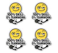 Autocollants : 150 mm, 4 pièces - Autocollants Mega Gamer 100 % Skill 0 % Team Emoji