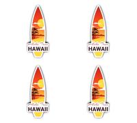 Autocollants : 150 mm, 4 pièces - Autocollants Planche de surf Aloha From HAWAII Lot de 4 Vinyle 150 mm Souvenir Tropical