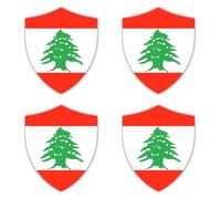 Autocollants : 150 mm, 4 pièces - Drapeau Bouclier - Liban - LB - pour voiture, ordinateur portable, valise et plus encore
