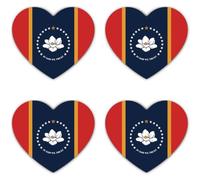 Autocollants : 150 mm, 4 pièces - Drapeau du Mississippi Cœur Lot de 4 autocollants en vinyle pour l'extérieur Étanche Symbole des États-Unis 150 mm
