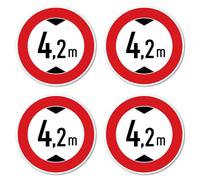 Autocollants : ⌀ 150 mm, 4 pièces - Hauteur de passage maximale/interdiction pour les véhicules trop hauts - 4,2 m - m - Marque StVO Z-265