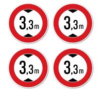 Autocollants : ⌀ 150 mm, 4 pièces - Hauteur de passage maximale/interdiction pour les véhicules trop hauts - 3,3 m - m - Marque StVO Z-265