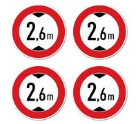 Autocollants : ⌀ 150 mm, 4 pièces - Hauteur de passage maximale/interdiction pour les véhicules trop hauts - 2,6 m - m - Certifié StVO Z-265