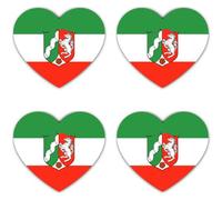 Autocollants : 150 mm, 4 pièces - Lot de 4 autocollants en vinyle en forme de cœur 150 mm Drapeau de la Rhénanie du Nord-Westphalie blason voiture ordinateur portable valise extérieur