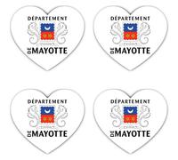 Autocollants : 150 mm, 4 pièces - Mayotte blason cœur autocollants en vinyle lot de 4 autocollants 150 mm résistant aux intempéries France département outre-mer