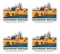 Autocollants : 150 mm, 4 pièces - Pont de pierre Ratisbonne Allemagne XXL Vue urbaine en vinyle autocollant