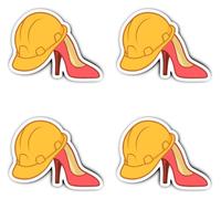Autocollants : 150 mm, 4 pièces - XL Technique Stickers Casque de chantier avec talon haut pour femmes en génie mécanique