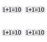 Autocollants : 150 mm, 4 pièces - XXL 1+1 = 10 Inscription Binary Nerd pour portes