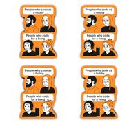 Autocollants : 150 mm, 4 pièces - XXL Coding Meme Vinyl People who code as a hobby/for a living