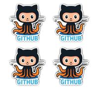 Autocollants : 150 mm, 4 pièces - XXL GitHub Octocat Sticker mural pour nerds informatiques