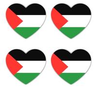 Autocollants : 150 mm - Lot de 4 autocollants cœur drapeau palestine en vinyle résistant aux intempéries 150 mm