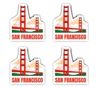Autocollants : 150 mm - Lot de 4 autocollants en vinyle - Motif de voyage San Francisco Golden Gate Bridge 150 mm 15 cm résistant aux intempéries