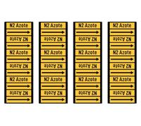 Autocollants : 150 x 50 mm, lot de 4 - Groupe 5 - Gaz non Inflammables - Banderole - Marquage de tuyauterie - selon DIN 2403 - Langue : français - N2 Azote