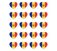 Autocollants : 25 mm, 20 pièces - Andorre Cœur Drapeau Lot d'autocollants en vinyle 25 mm (2,5 cm) 20 pièces imperméables aux UV