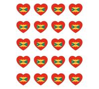 Autocollants : 25 mm, 20 pièces - Drapeau de la Grenade Coeur Autocollant Set de 20 autocollants en vinyle 25 mm 2,5 cm étanche décoratif ordinateur portable voiture valise téléphone portable